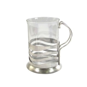 CANECA DE VIDRO COM ALÇA EM INOX 200 ML - NS2146-A
