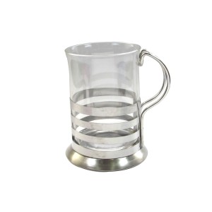CANECA DE VIDRO COM ALÇA EM INOX 200 ML - NS2146-B