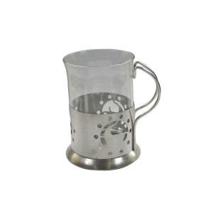 CANECA DE VIDRO COM ALÇA EM INOX 200 ML - NS2146-C
