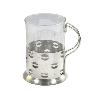 CANECA DE VIDRO COM ALÇA EM INOX 200 ML - NS2146-D
