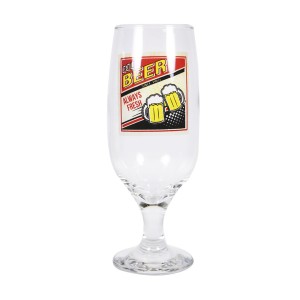 TAÇA DE VIDRO FLORIPA PARA CERVEJA RETRÔ COLD BEER ALWAYS FRESH - 300 ML - 17 CM - MODELO 06 - 07732-6