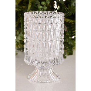 VASO DE VIDRO COM PÉ DECORATIVO 18 CM - F190117