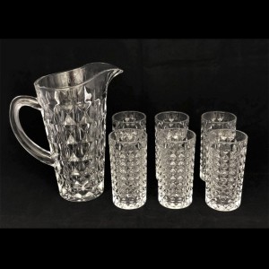 JARRA DE VIDRO  COM 6 COPOS DIAMONDS - UHS000202