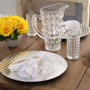 JOGO SOUSPLAT LUXO DE PLASTICO COM 06 PEÇAS - 33 CM PRATA