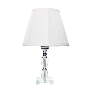 ABAJUR DE CRISTAL COM CUPULA DRAPEADA BRANCA BIVOLT 35 CM - REF 112