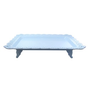 BANDEJA DECORATIVA DE PLASTICO COM PÉ 45X30 CM HU78336-AZ