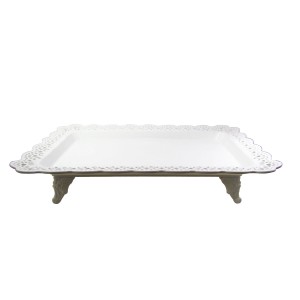 BANDEJA DECORATIVA DE PLASTICO COM PÉ 45X30 CM HU78336-BR