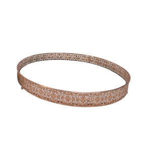 BANDEJA DE METAL COM ESPELHO REDONDA 30CM GOLD ROSE - S1088M-GR