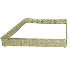 BANDEJA DE METAL COM ESPELHO QUADRADA 30X30CM DOURADA - S1098L-DOU