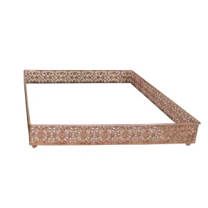 BANDEJA DE METAL COM ESPELHO QUADRADA 30X30CM GOLDROSE - S1098L-GR