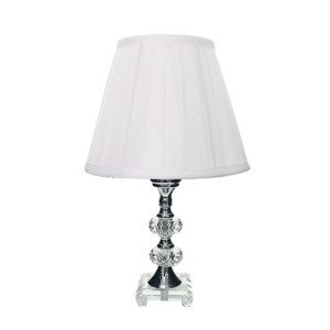 ABAJUR DE CRISTAL COM CUPULA DRAPEADA BRANCA BIVOLT 36 CM - REF 208