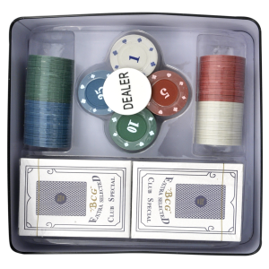 JOGO DE FICHAS PARA POKER 100 FICHAS PLASTICO NA LATA - IM100DLY