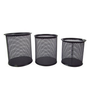 KIT COM 3 ORGANIZADORES PORTA LÁPIS CANETA E CLIPS EM METAL REDONDO  - HE66309-PT