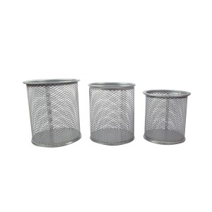 KIT COM 3 ORGANIZADORES PORTA LÁPIS CANETA E CLIPS EM AÇO REDONDO  - HE66309-PTA