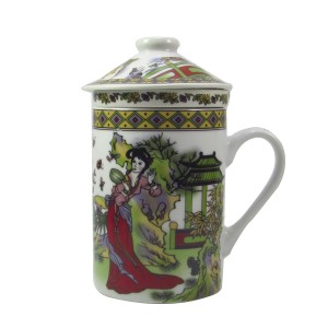 CANECA COM DIFUSOR E TAMPA ORIENTAL 250ML 14,5CM GB605-E