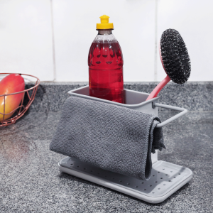 ORGANIZADOR 3 X 1 PORTA TALHER DETERGENTE UTENSILIOS - CINZA 3346-CZ