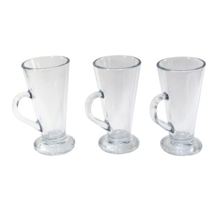 JOGO DE TAÇA XICARA DE VIDRO PARA CAPPUCCINO COM 03 PEÇAS  200 ML - BM9103
