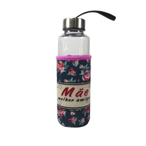GARRAFA DE VIDRO REVESTIDA COM CAPA NEOPREME MÃE 400ML - HG67604-VD