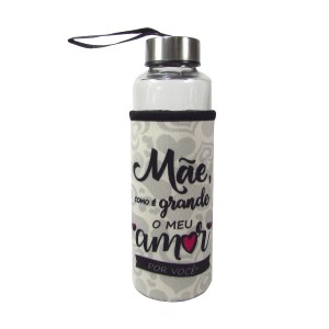 GARRAFA DE VIDRO REVESTIDA COM CAPA NEOPREME MÃE 400ML - HG67604-BR