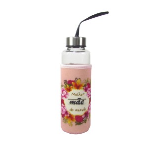 GARRAFA DE VIDRO REVESTIDA COM CAPA NEOPREME MÃE 400ML - HG67604-RS