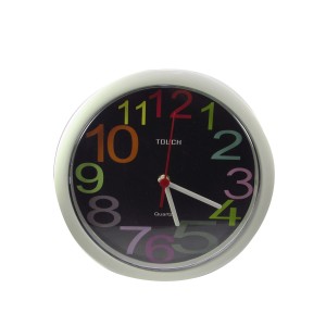 RELOGIO DE PAREDE DE PLÁSTICO 25 CM NÚMEROS COLORIDOS - 414-BR