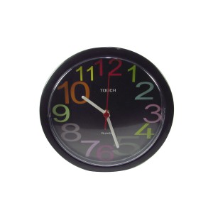 RELOGIO DE PAREDE DE PLÁSTICO 25 CM NÚMEROS COLORIDOS - 414-PT