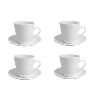 JOGO COM 6 XICARAS PARA CAFÉ 60 ML E 6 PIRES DE PORCELANA BRANCO - LBB0601AB