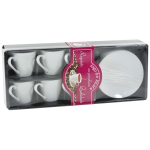 JOGO COM 6 XICARAS PARA CAFÉ 60 ML E 6 PIRES DE PORCELANA BRANCO - LBB0601AB