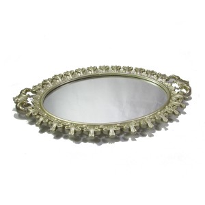 BANDEJA ESPELHADA COM ALÇA DE PLASTICO OVAL 37X25 CM - 92792-DOU