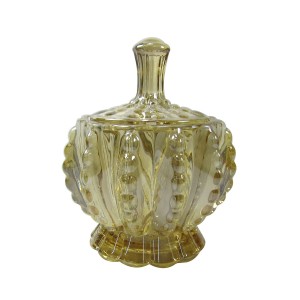 BOMBONIERE DE VIDRO COR ÂMBAR COM TAMPA 12X8 CM - V1014