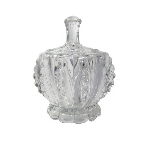 BOMBONIERE DE VIDRO INCOLOR COM TAMPA 12 X 8 CM - V1015