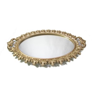 BANDEJA ESPELHADA COM ALÇA DE PLASTICO OVAL 37X25 CM - 92792-CO