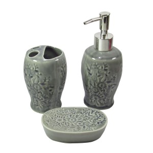 KIT DE BANHEIRO EM PORCELANA 3 PÇS 200 ML - 2KB99357-CZ