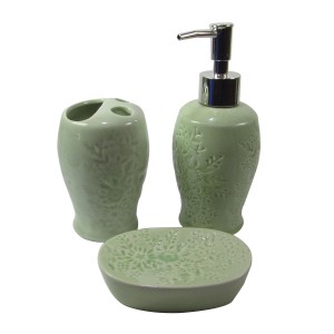 KIT DE BANHEIRO EM PORCELANA 3 PÇS 200 ML - 2KB99357-VD