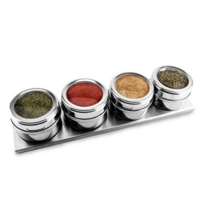 PORTA CONDIMENTO COM IMÃ EM INOX 4 PEÇAS - 4704