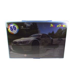 ESTOJO ESCOLAR 86 PECAS MENINO CARRO BRANCO - MT86-BR