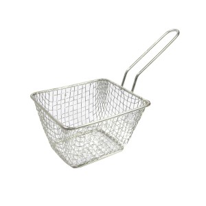 MINI CESTA QUADRADA EM INOX COM ALÇA PARA PORÇÕES - NNX180211