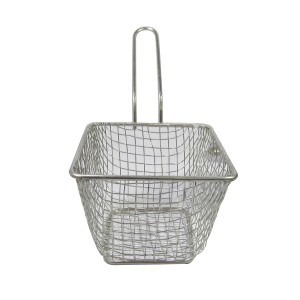 MINI CESTA QUADRADA EM INOX COM ALÇA PARA PORÇÕES - NNX180211