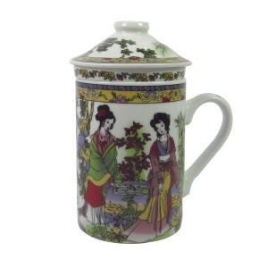 CANECA COM DIFUSOR E TAMPA ORIENTAL 250ML 14,5CM