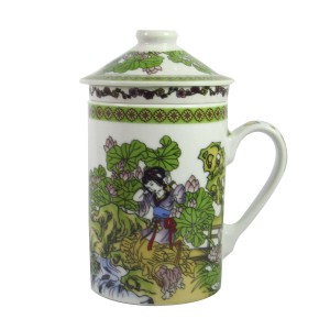 CANECA COM DIFUSOR E TAMPA ORIENTAL 250ML 14,5CM - GB605-F