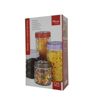 JOGO DE POTES PARA MANTIMENTOS 4 PEÇAS 750/1150/1600/2100ML - VDA0403 -VM