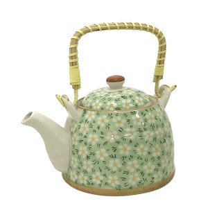 BULE CHALEIRA COM INFUSOR CERÂMICA  FLORAL COM ALÇA 600ML- BUL30A-VD