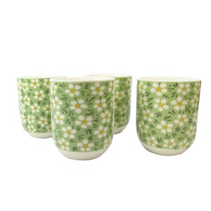 CONJUNTO DE 04 CANECAS ORIENTAL PARA CHÁ DE PORCELANA 150ML (CADA) ESTAMPA FLORAL - CN30A-VD