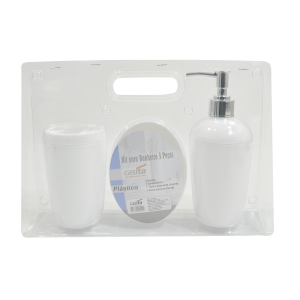 JOGO PARA BANHEIRO DE PLASTICO COM 3 PECAS -CA04040-BR