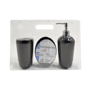 JOGO PARA BANHEIRO DE PLASTICO COM 3 PECAS -CA04040-PT