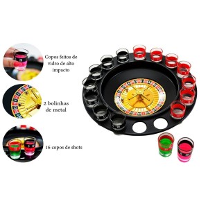 JOGO CASSINO ROLETA SHOT C/16 COPOS BEBIDA DRINK DESTILADO - 900