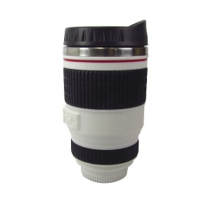 COPO TERMICO ALUMINIO TIPO LENTE CAMERA COM TAMPA ROSQUEAVEL 350 ML - 94117-BR