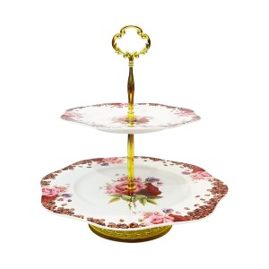 BANDEJA DE VIDRO 2 ANDARES PARA DOCES DE PORCELANA 19X29CM - DMP- 4984