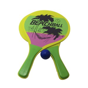 JOGO DE FRESCOBOL EM MADEIRA COM 3 PÇS - ESTAMPA BEACH BALL - 93642-A