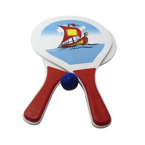 JOGO DE FRESCOBOL EM MADEIRA COM 3 PÇS - ESTAMPA BEACH BALL - 93642-F